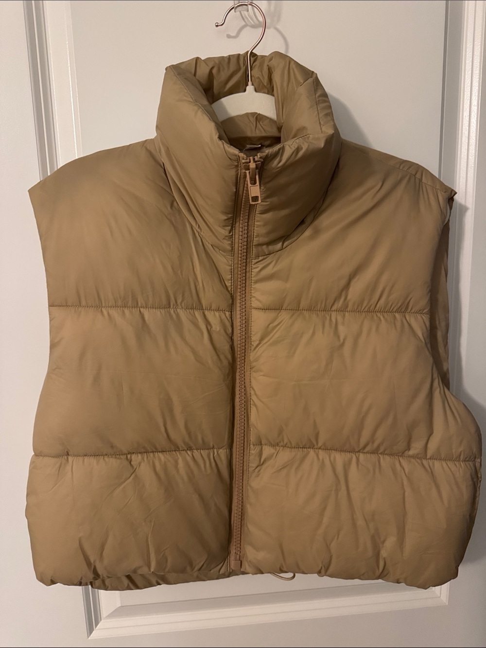 Women's Quilted Puffer Vest - Tan
